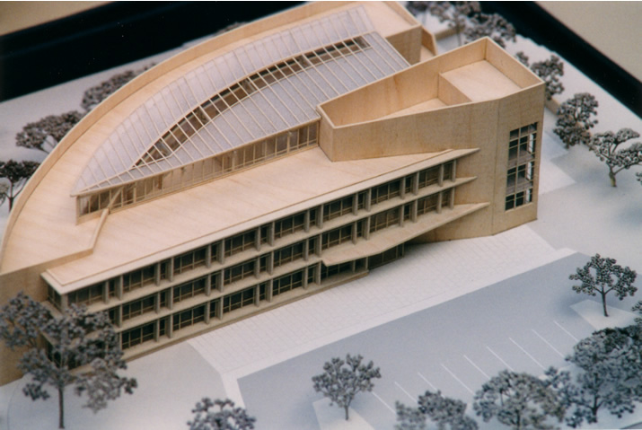 Architectural model of the Nigerian Embassy in Washington, DC, showing the building and landscaped site